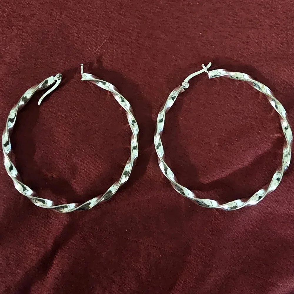 2" Twisted Silver Earrings